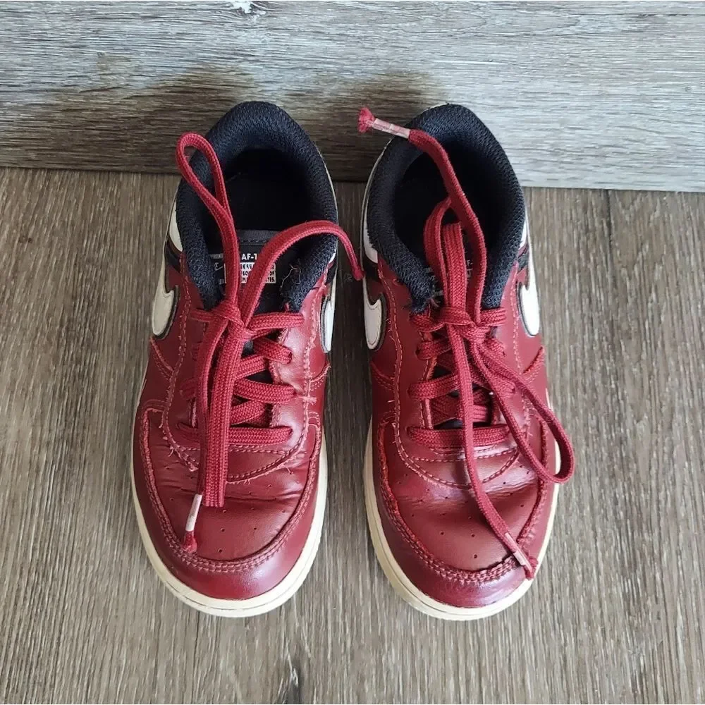 Nike Air Force One LV8 2 Toddler Shoes Maroon/White/Black Size 10C